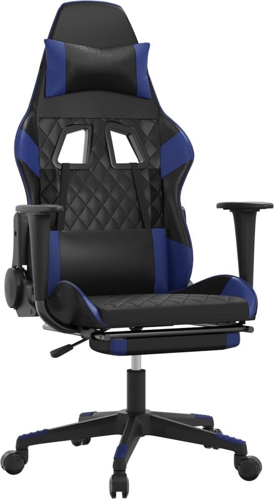 Фото - Комп'ютерне крісло VidaXL Fotel  czarno-niebieski z podnóżkiem  (3143764)
