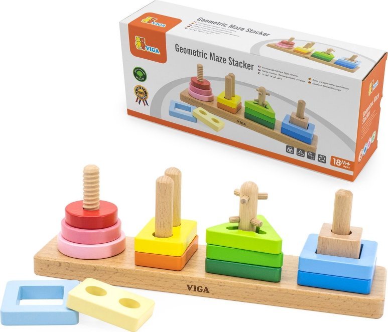 Viga Toys Drewniany Geometryczny Sorter Labirynt