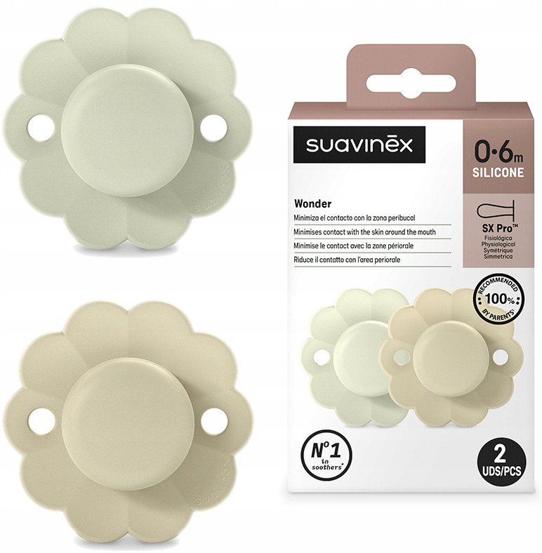 Suavinex SUAVINEX - 308405-SMOCZEK FIZJOLOGICZNY SX PRO SILIKONOWY 2SZT/0-6M/AQUA-WGRAY/WONDER