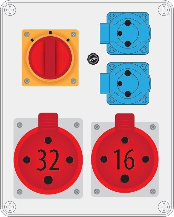 Pawbol Rozdzielnica R-BOX 240 2x250V 1x32A/4p 1x16A/4p L-0-P - B.1615W