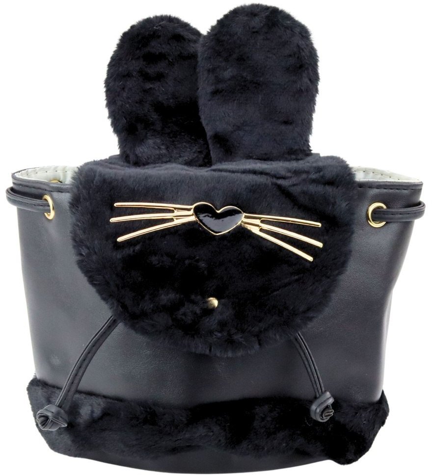 Lean Plecak Dziecięcy Pluszowy Uszy Regulowany Pasek Czarny 22cm 4L LEAN