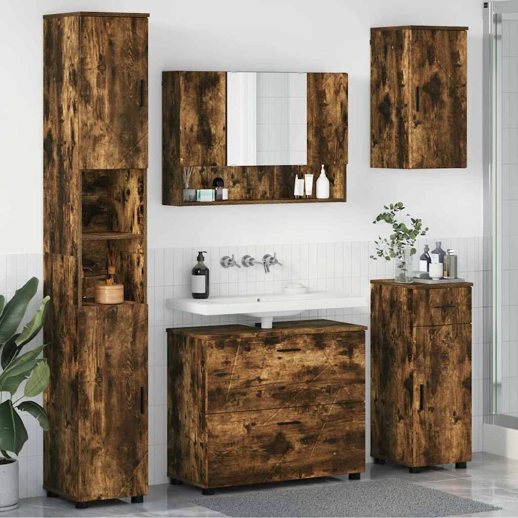 vidaXL Zestaw mebli łazienkowych 5 pcs Wędzony dąb 30 x 35 x 192 cm