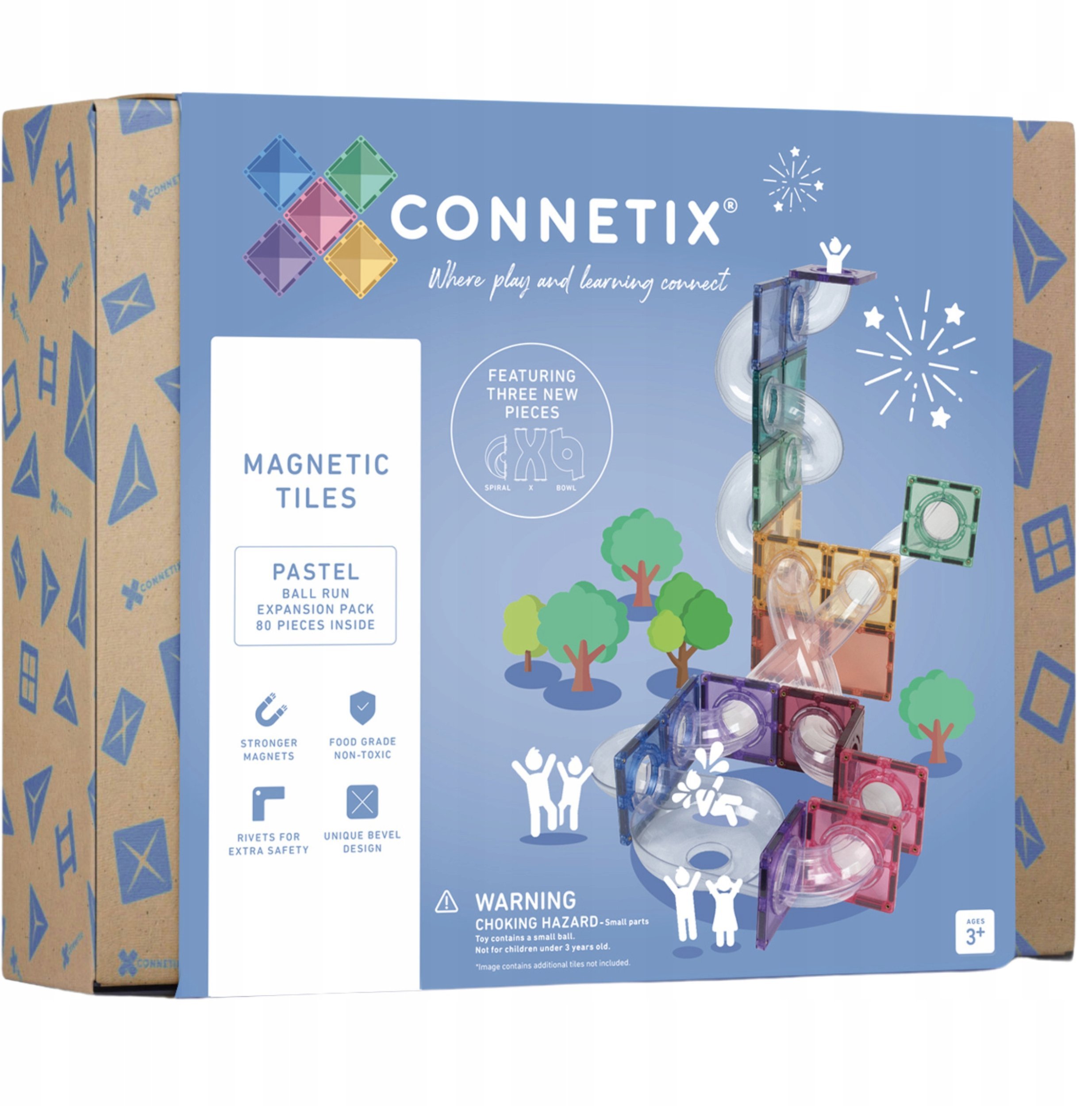 CONNETIX Pastel Ball Run Expansion Pack 80 el klocki magnetyczne 3+