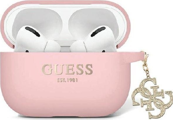 Guess Guess GUAP2LECG4P AirPods Pro 2 cover różowy/pink Liquid Silicone Glitter Triangle Charm