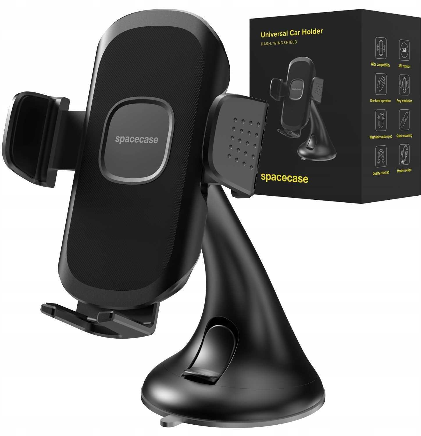 SpaceCase Uchwyt samochodowy na telefon z przyssawką na szybę kokpit SPACECASE Car Holder SC21 Universal Dash/Windshield Czarny