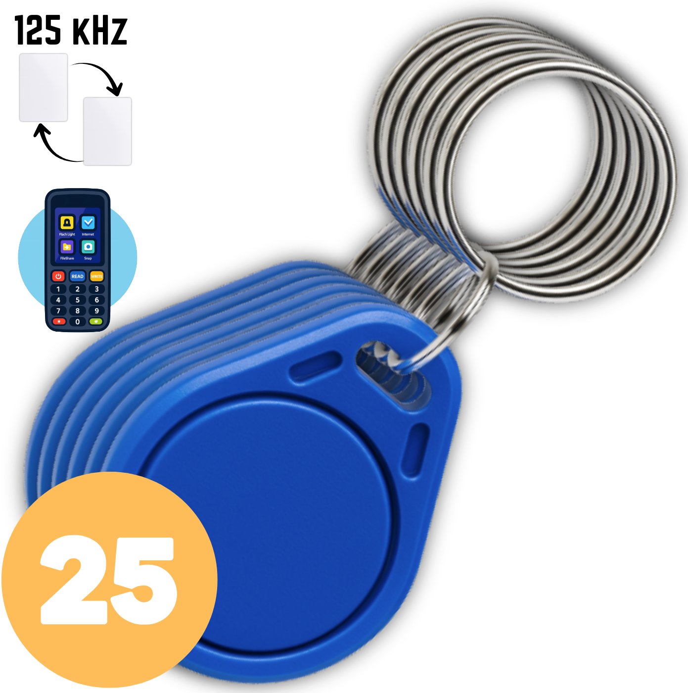 Spreest 25 SZT. BRELOK DOSTĘPU PASTYLKA RFID 125KHZ ID PROGRAMOWALNA KOPIOWALNA