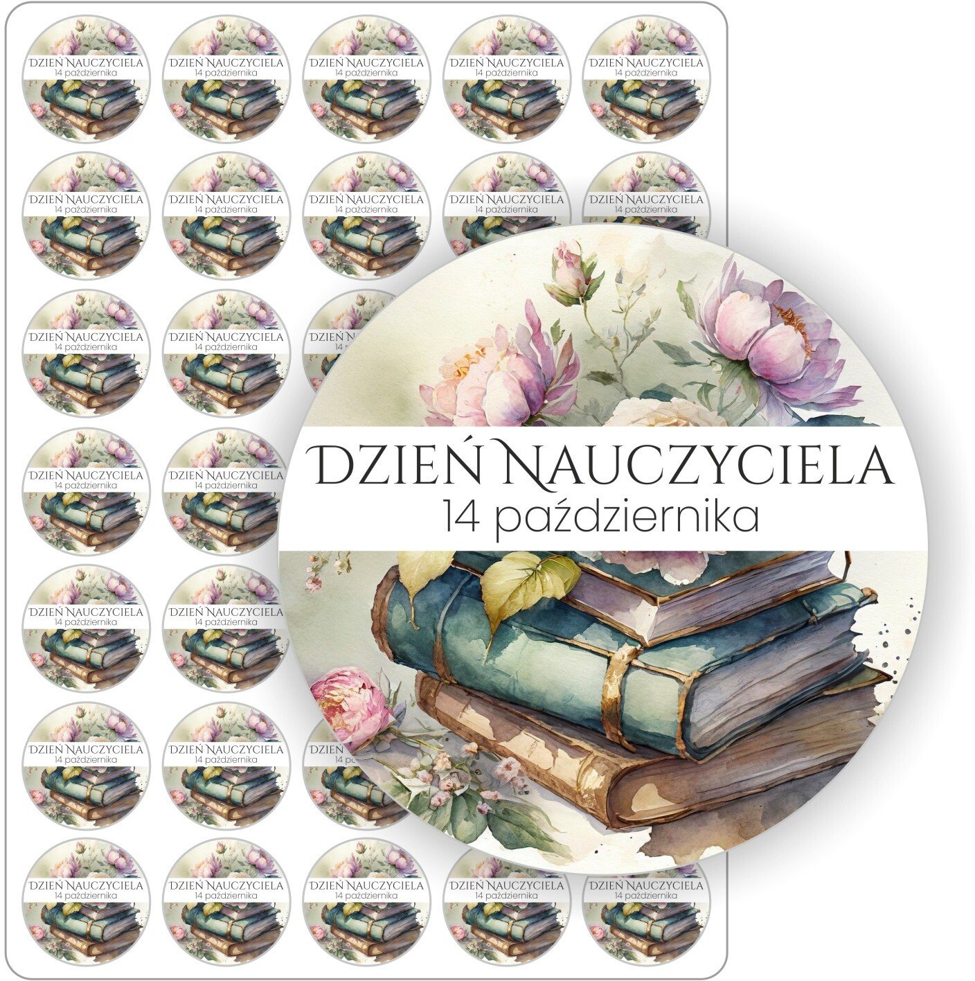 Stabilus Naklejki etykiety etykietki samoprzylepne arkusz etykiet DZIEŃ NAUCZYCIELA szkoły prezent 35szt. 4cm (E-DN_04_C4)