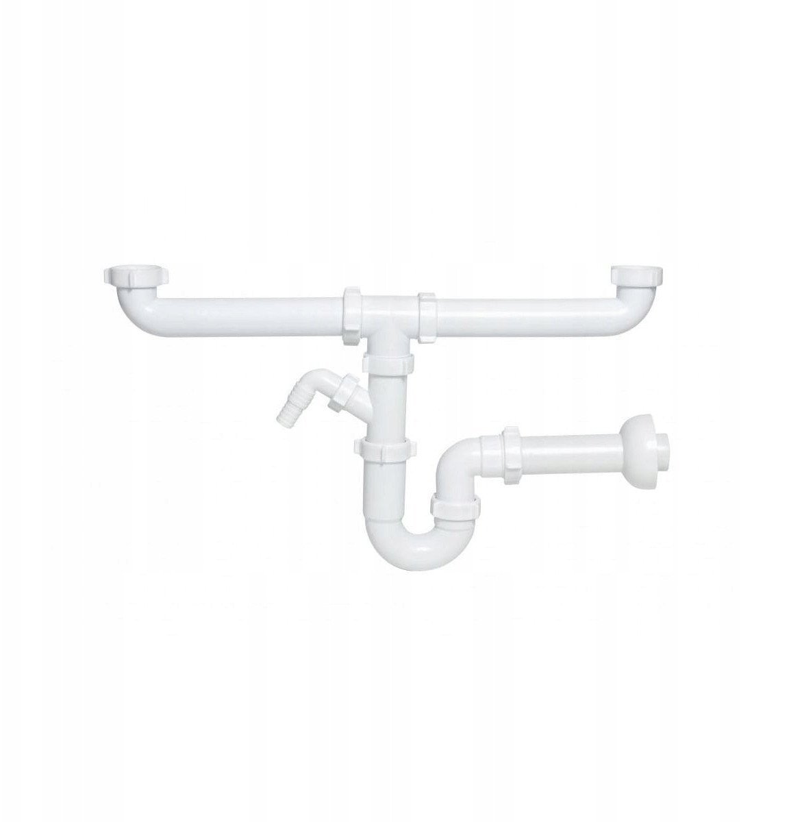 Instadrain syfon zlewozmywakowy rurowy, 2-komory, bez spustu, z wyjściem do pralki/zmywarki 1236