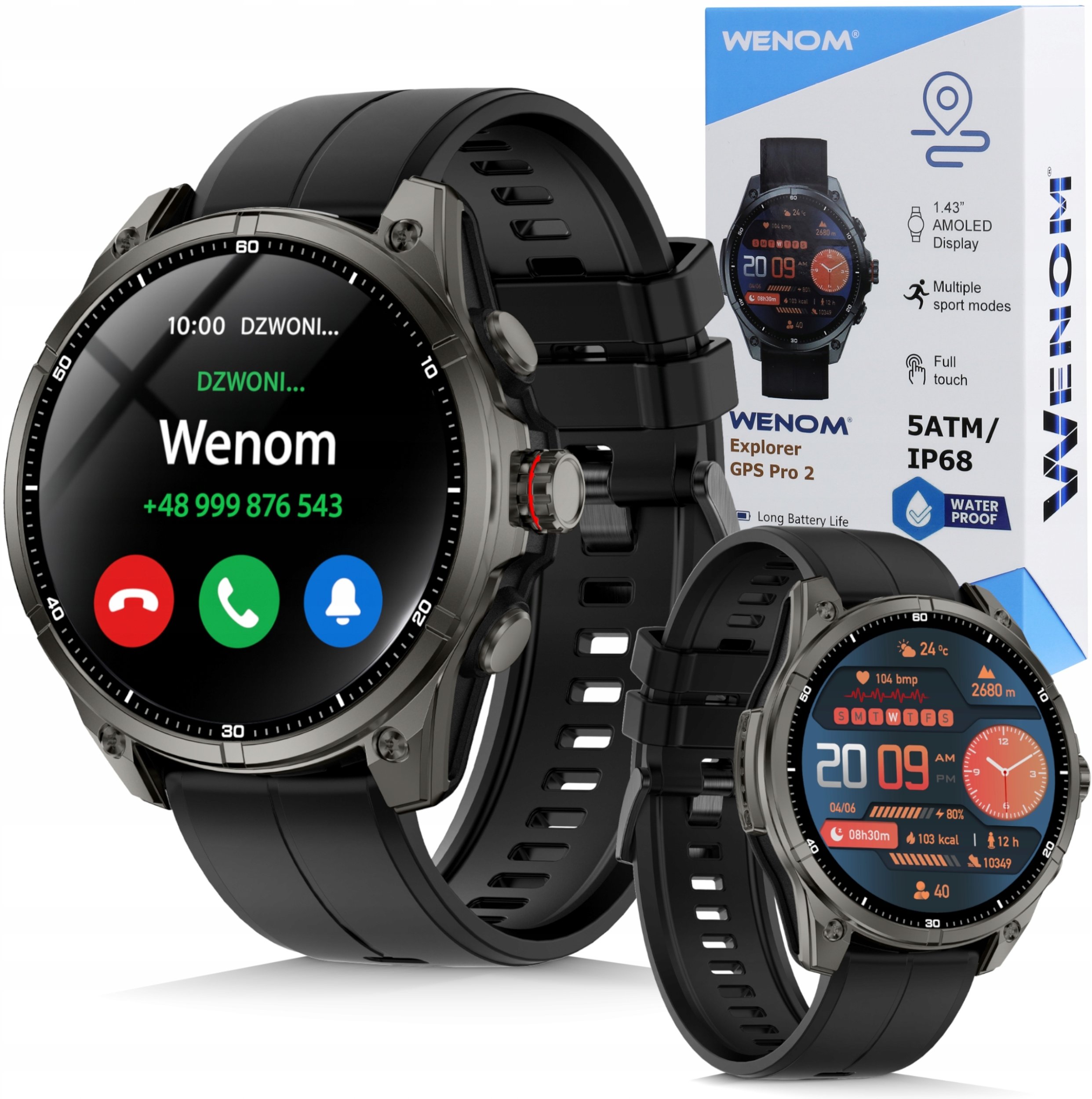 Smartwatch Wenom Smartwatch Męski Wenom Explorer Pro 2 GPS AMOLED Wodoodporny 5ATM Sportowy