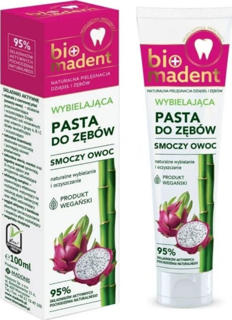 Ecodenta Bio* Madent Wybielająca pasta do zębów Smoczy Owoc 100ml