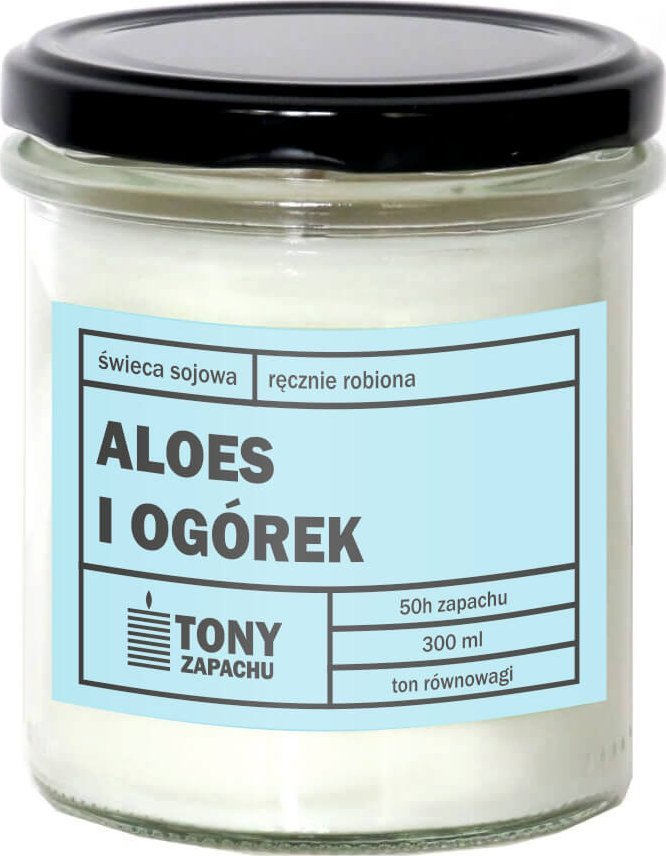 Cup&You Świeca sojowa zapachowa ALOES I OGÓREK - najlepsza aromatyczna bezpieczna ręcznie robiona w szklanym słoiczku 300ml 50h palenia na prezent upo