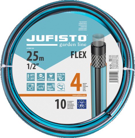 Jufisto JUFISTO wąż ogrodowy 1/2'' 25m 4-warstwowy mocny wąż podlewanie ogród
