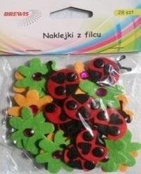 BREWIS Naklejki z filcu biedronki i kwiatki 28szt