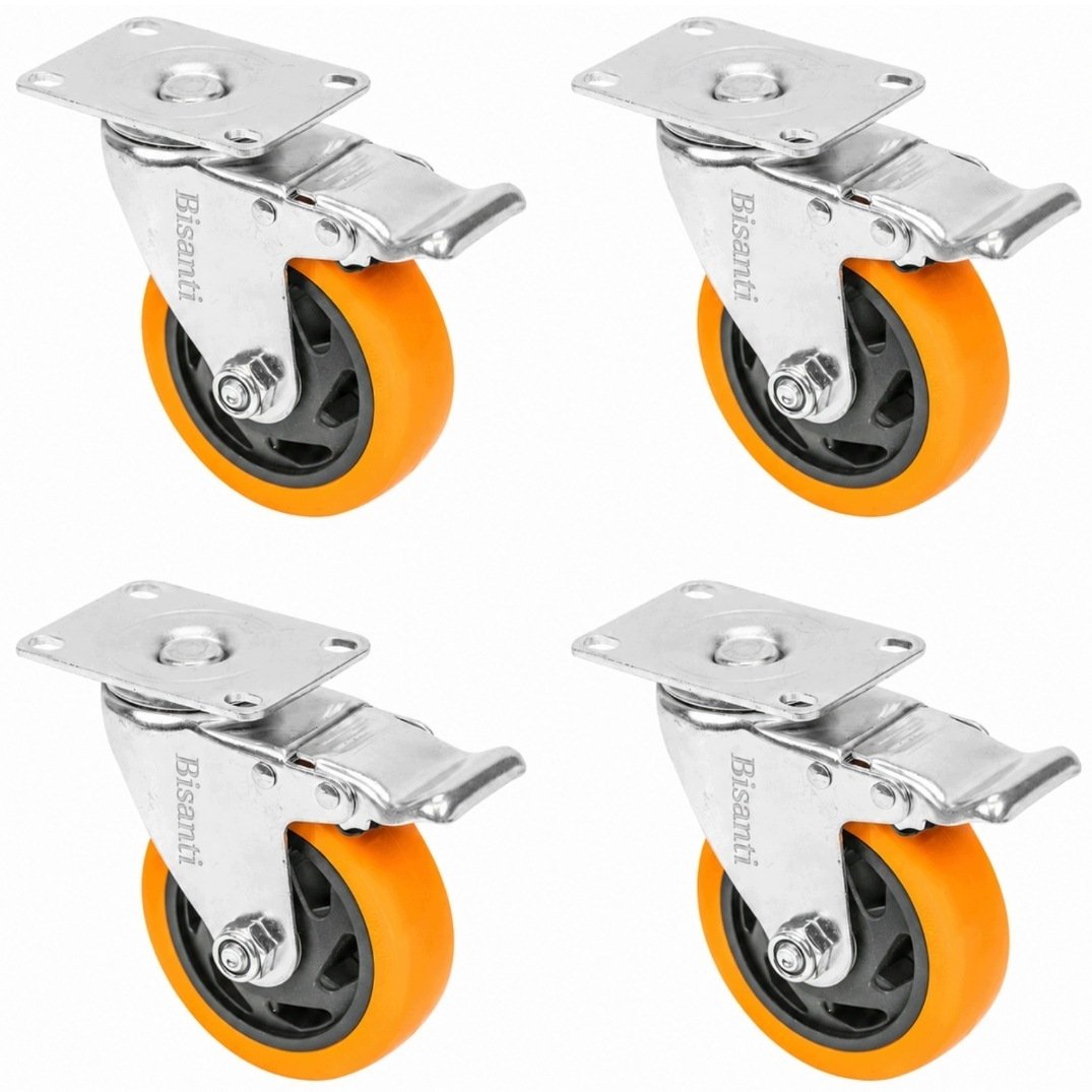 Bisanti 4X Kółka transportowe magazynowe koła do mebli obrotowe 100MM 460KG PVC
