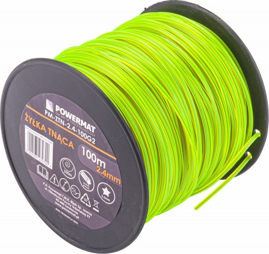 Powermat Żyłka zbrojona do podkaszarki kosy spalinowej 2,4mm x 100m 5-kątna (PM0981)