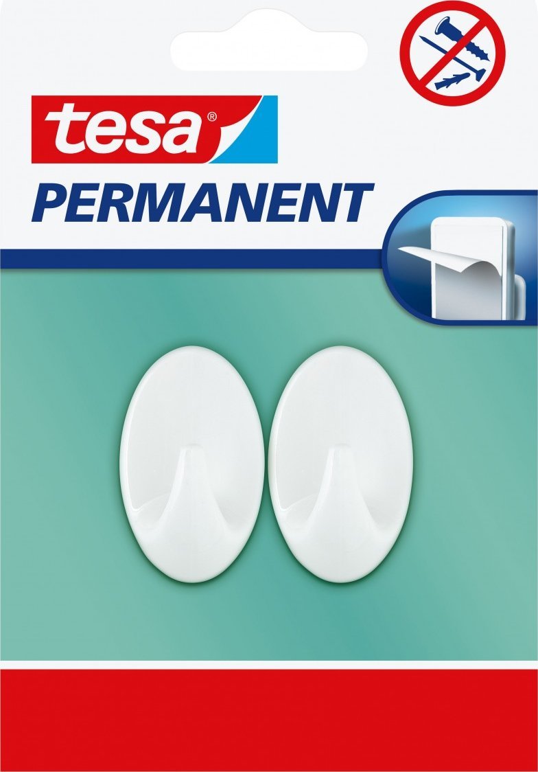 Tesa Haczyki permanentne 2 szt. "S", owalne, białe (4042448237491)