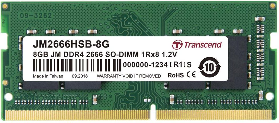 Pamięć do laptopa Transcend JetRam, SODIMM, DDR4, 8 GB, 2400 MHz, CL19 (JM2666HSB-8G)