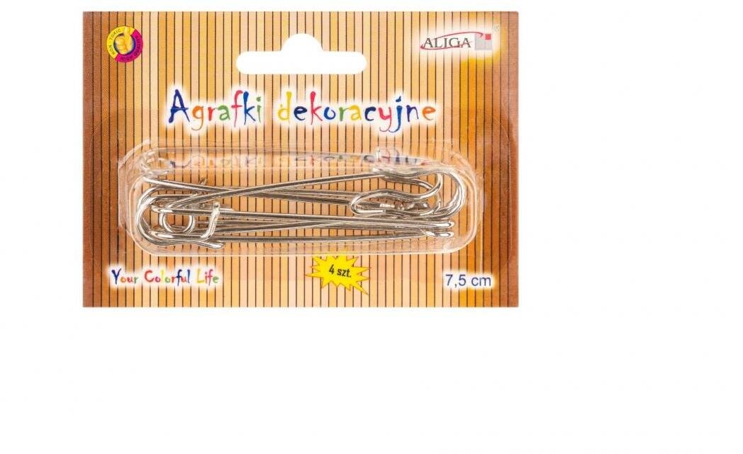 Maszyna do szycia Aliga Agrafki dekoracyjne srebrne 7,5cm 4szt