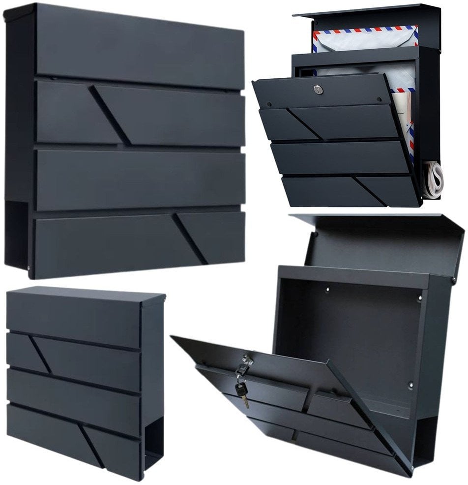 LeanToys Duża Skrzynka Pocztowa Na Listy Gazety Antracytowa 37x37x11 cm