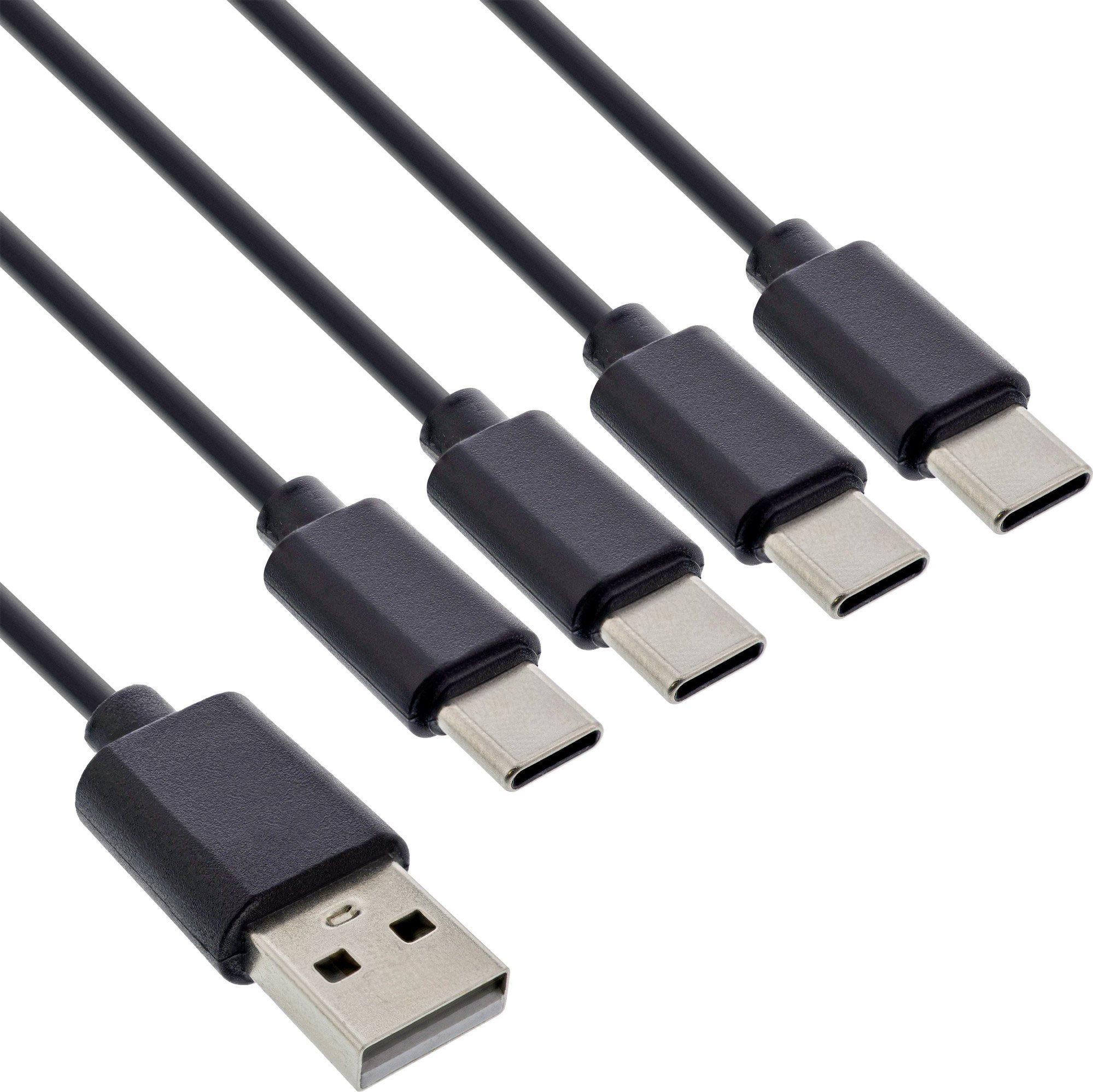 Kabel USB Delock USB-A - 4x USB-C 1 m Czarny