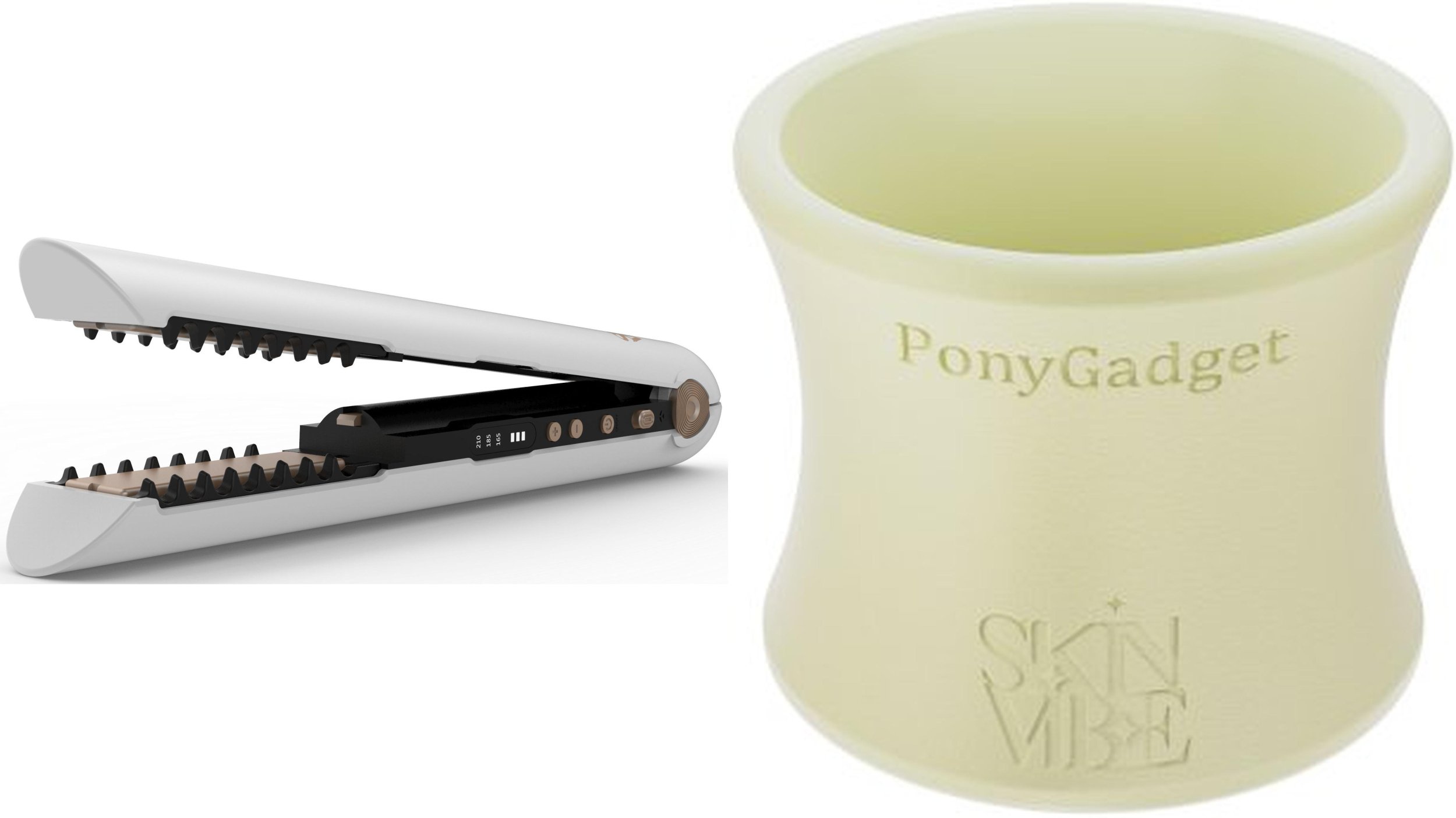 Prostownica SkinVibe SkinVibe Luna MiniWireless (SV-003WH) + SkinVibe PonyGadget - Guma do włosów, kremowa (SV-004CR)