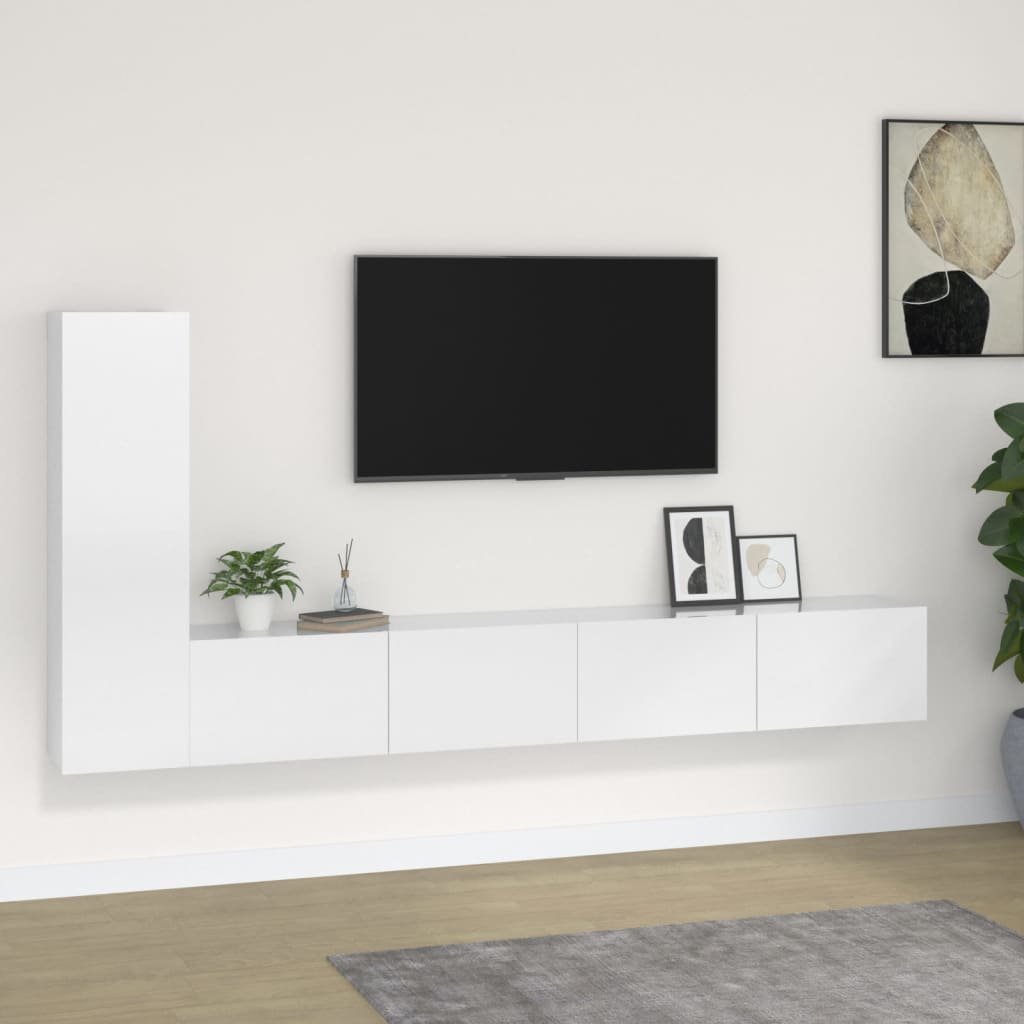 Zdjęcia - Salon (witryna) VidaXL 3-częściowy zestaw szafek telewizyjnych, biały z połyskiem 