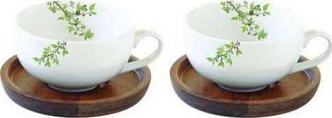 EASY LIFE Natura* zestaw 2 filiżanek 100ml z drewnianymi spodkami