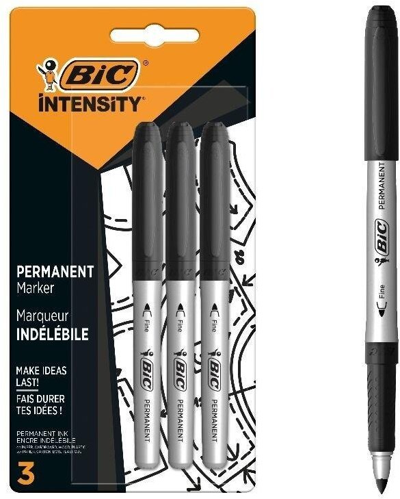 Bic Marker czarny pernamentny 1,8mm 3szt BIC