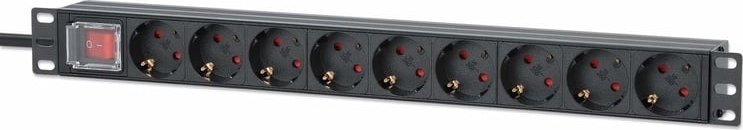 Intellinet Network Solutions Intellinet 715133 rozdzielacz zasilania PDU 9 x gniazdo sieciowe 1U Czarny
