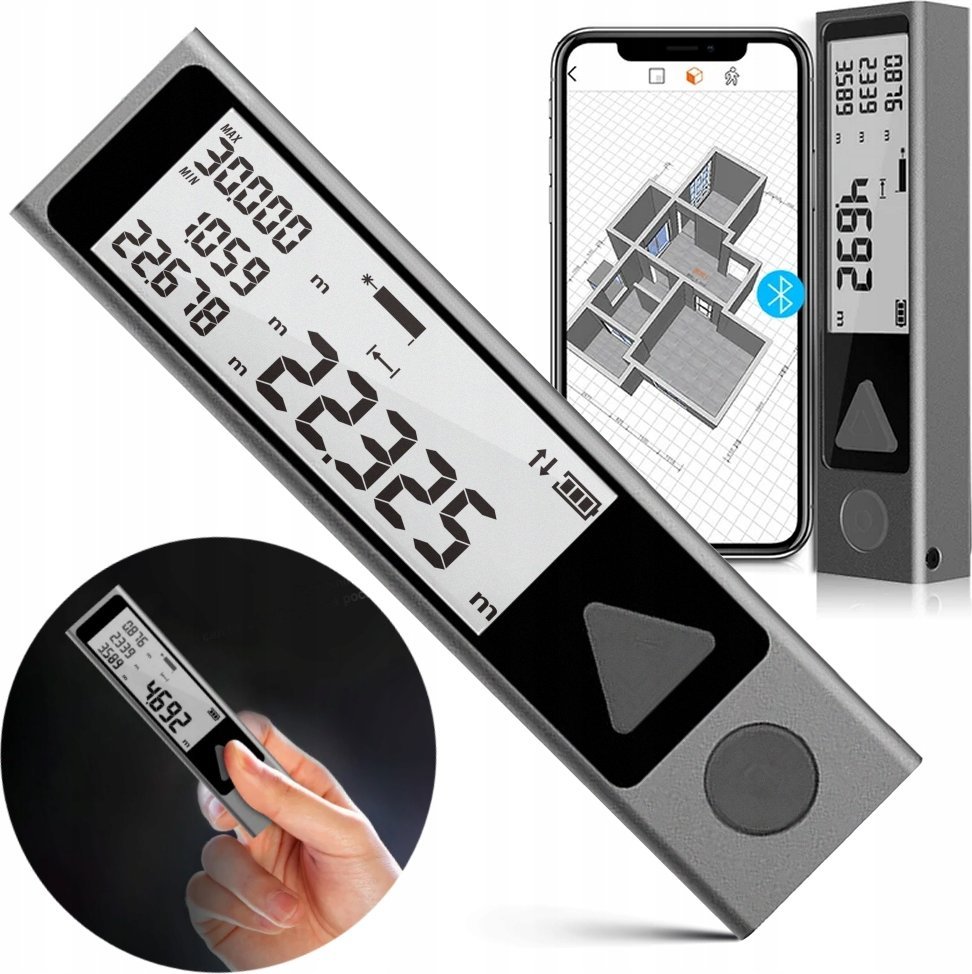 DALMIERZ LASEROWY PROFESJONALNY WIDOCZNY CYFROWY MIERNIK ODLEGŁOŚCI 40m LCD