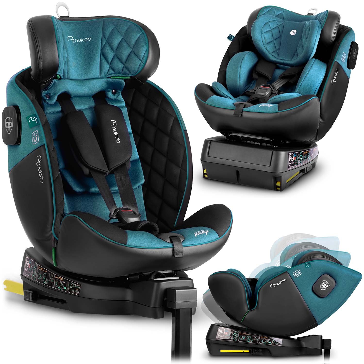 Fotelik samochodowy Nukido Fotelik samochodowy Prestige Line czarno-niebieski 0-36 kg ISOFIX