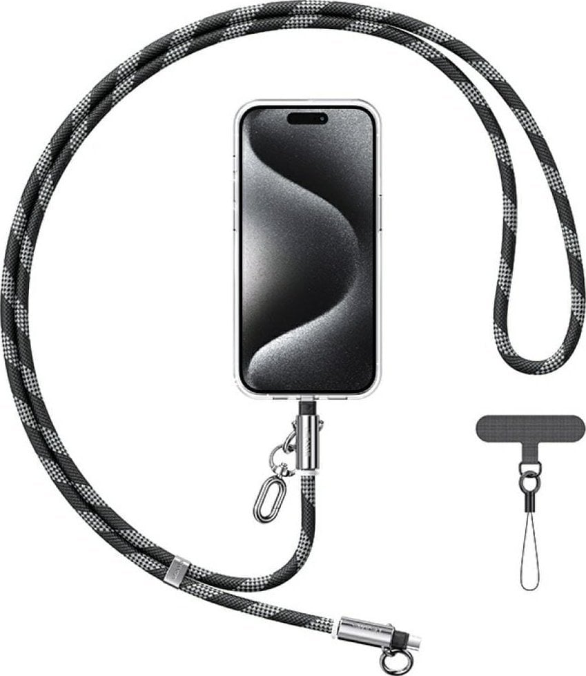 Smycz do telefonu z kablem do ładowania Usams SJ746 30W USB-C do Lightning 1.2m czarny