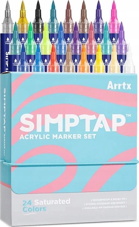 ARRTX Akriliniai markeriai - flomasteriai ARRTX Simptap, 24 spalvų