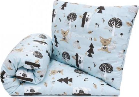 PULP BAMBOO Bawełniana pościel z wypełnieniem do gondoli i wózeczka (Lazurowy Las)