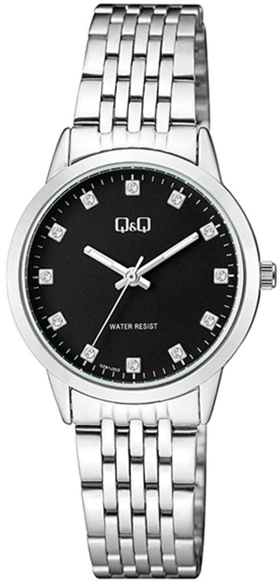 Zegarek damski QQ QZ81-202 CYRKONIE srebrny