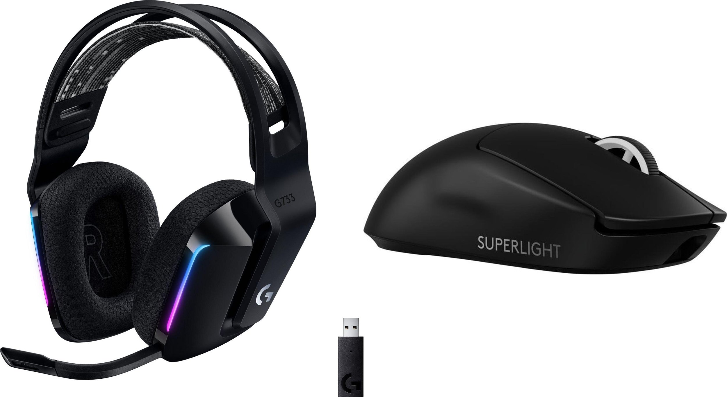 Logitech G733 Lightspeed Czarne (981-000864) + G PRO X SuperLight 2 (910-006630)