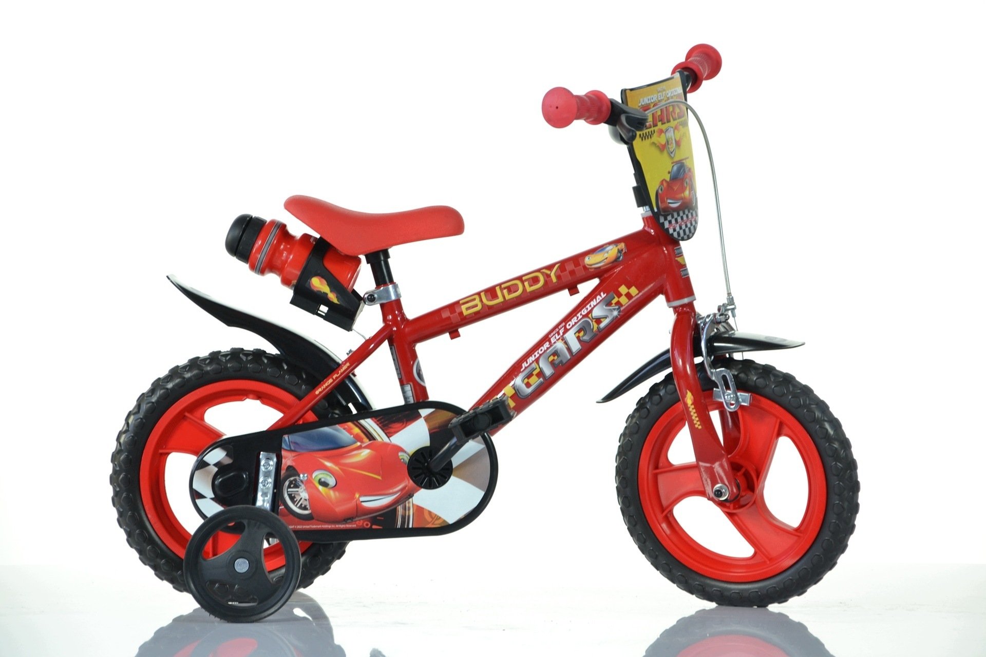 Kubisport Rowerek dziecięcy 12 cali Zygzak McQueen Cars auta kółka boczne Dino Bikes (Kub_05-CSK5123...