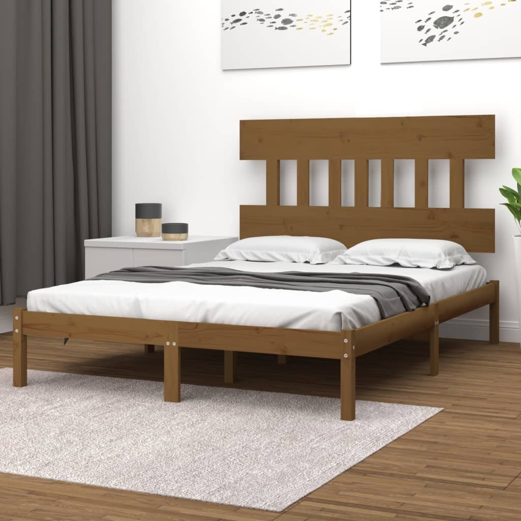 Фото - Ліжко VidaXL Rama łóżka, miodowy brąz, lite drewno, 150x200 cm, King Size 