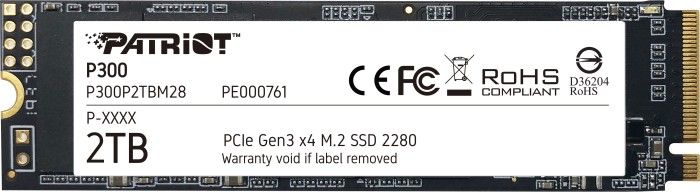 Dysk SSD Patriot P300 2TB M.2 2280 PCI-E x4 Gen3 NVMe (P300P2TBM28)