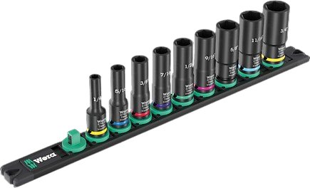 ZES. KLUCZY NASADOWYCH UDAR, 3/8'' 9 CZĘŚ.LISTWA MAGNETYCZN