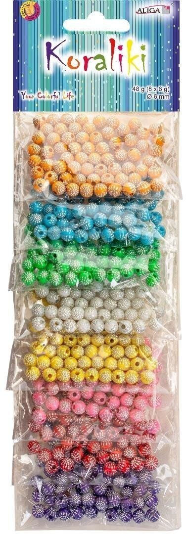 Aliga Koraliki plastikowe 6mm 8 kolorów x 6g