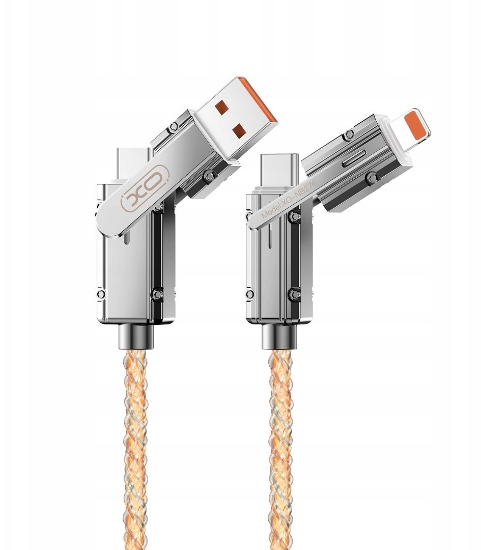 XO kabel NB276 4w1 USB-C - Lightning + USB - USB-C 60W 1,0m szary