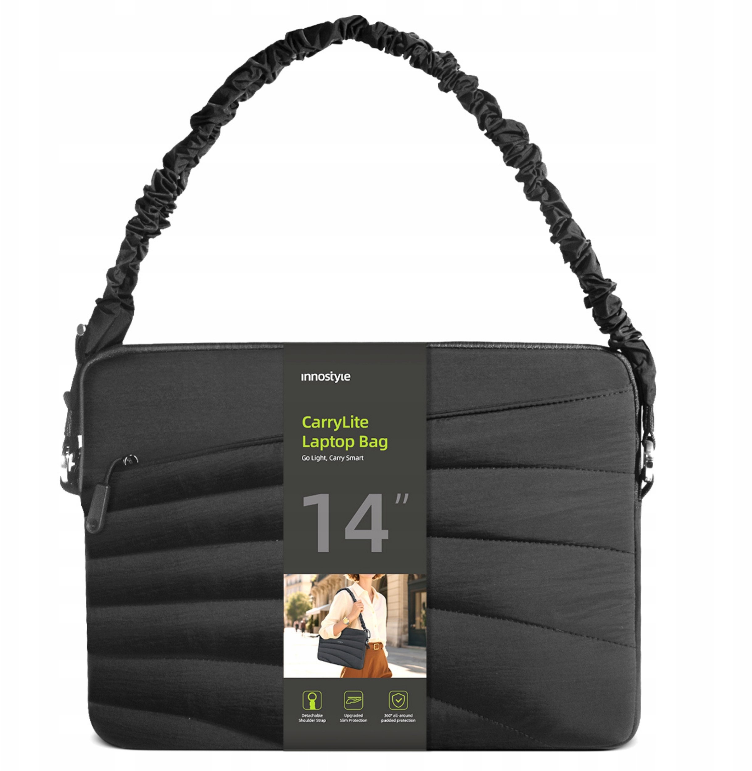 Torba Innostyle Na laptopa 13 14 wodoodporna Carrylite Elastic Strap czarna