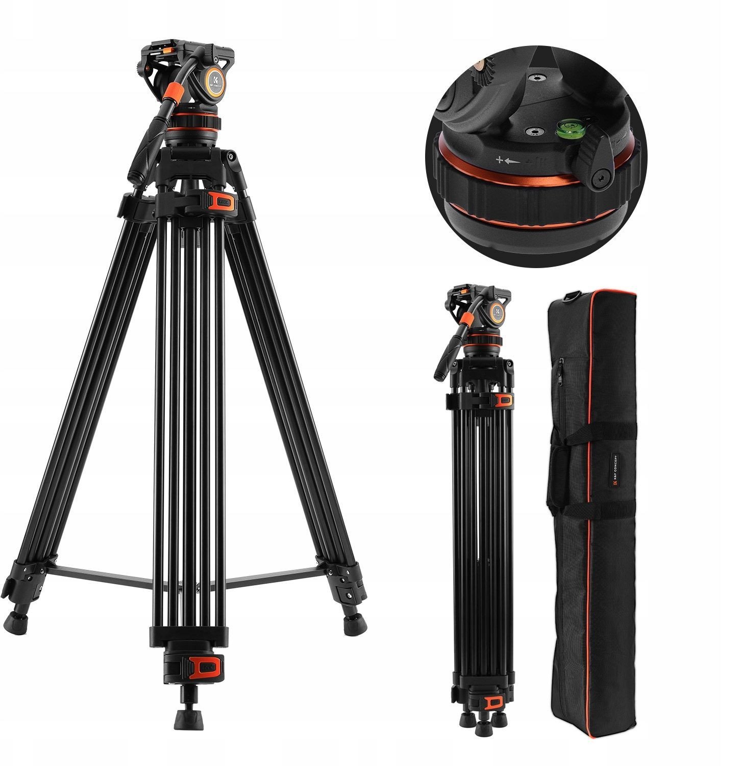 Statyw Kf Profesjonalny Statyw Filmowy do Filmowania VIDEO Głowica Olejowa K&F 192cm / KF09.147