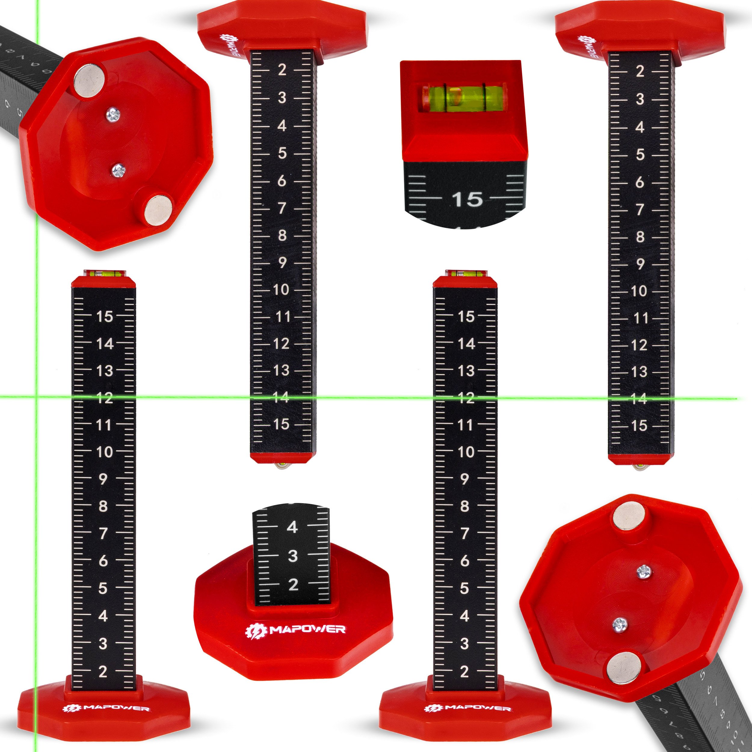 ZNACZNIK MAGNETYCZNY DO POZIOMOWANIA SŁUPEK LINIJKA DO POZIOMIC 4 SZTUKI