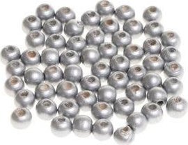 BREWIS Koraliki drewniane do nawlekania srebrne 10mm 60sz