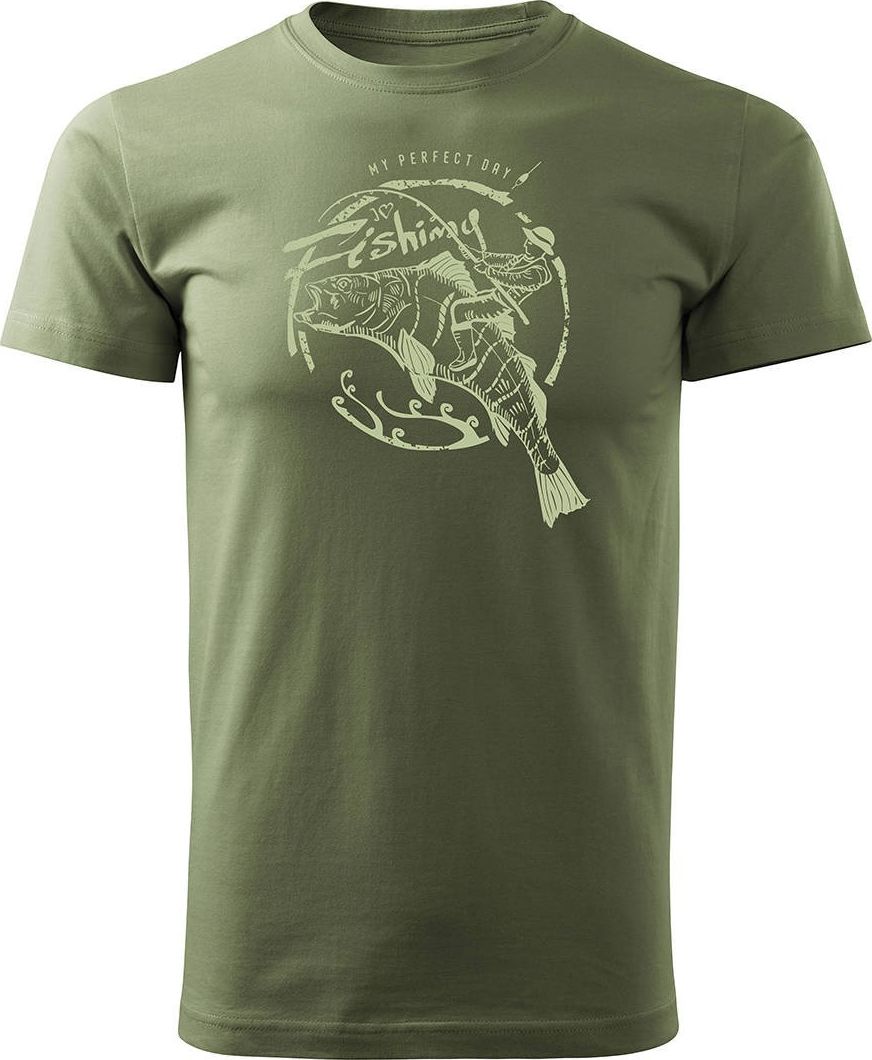 Topslang Koszulka na ryby dla wędkarza wędkarska fishing karp męska khaki REGULAR S