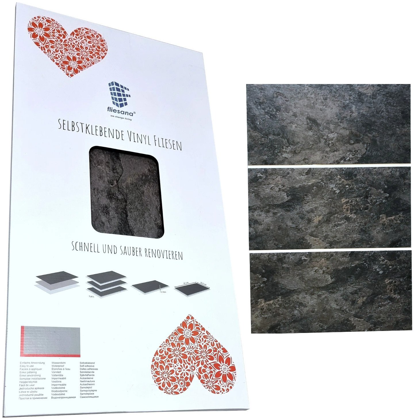 YakimaSport Zestaw 3 szt. SLATE Fliesana - Wodoodporne płytki