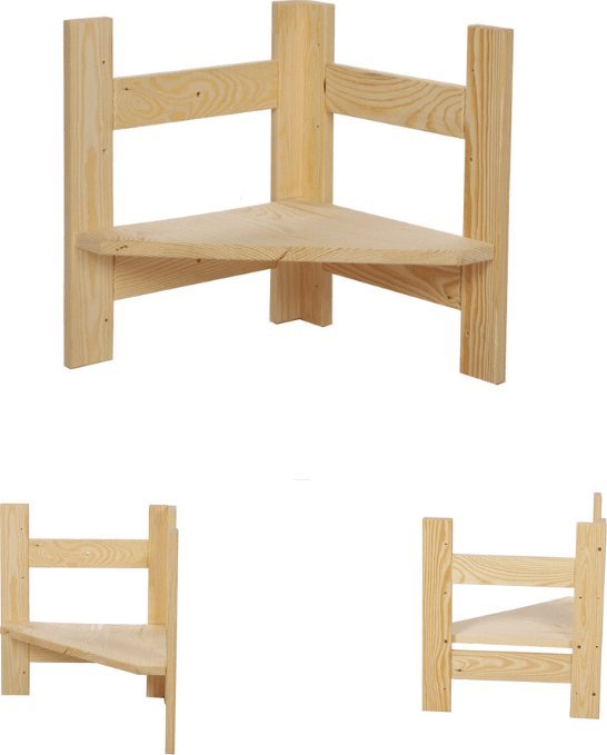 Wamar-Sosenka Moduł Nadstawka Narożna 38,4x34,4x34,4cm 1 Półka BERDO Surowy Drewno sosnowe R2NZ_39X035X34_NF1