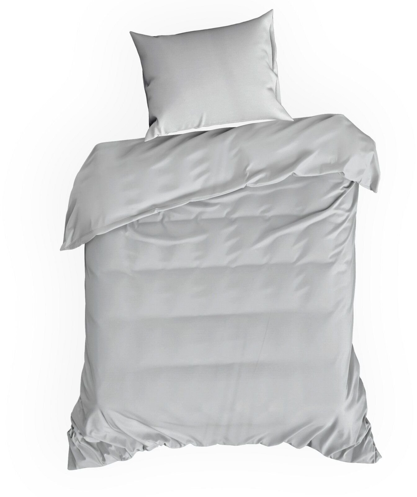 Design 91 Pościel z mikrofibry 140x200 + 70x80 cm srebrna gładka
